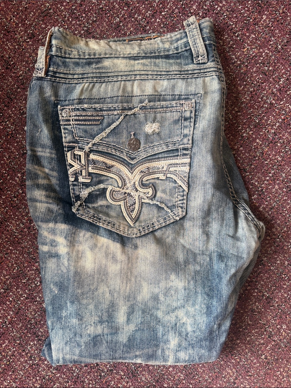 Rock Revival Men's Distressed Light Blue Washed Jeans